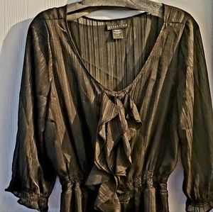 Ladies Beautiful Black Sheer Blouse LG